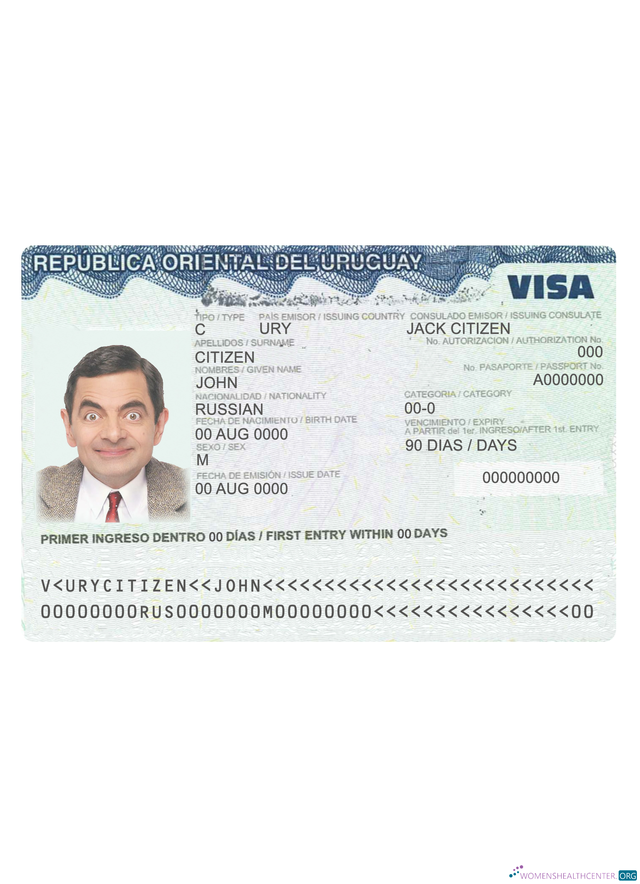 Download Uruguay travel visa Photoshop template